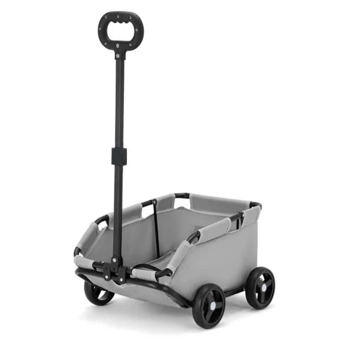 Grey Compact Foldable Pet Stroller for Dogs and Cats - Lightweight Travel Pushchair for Small Pets, Teddy Dogs, and Cats