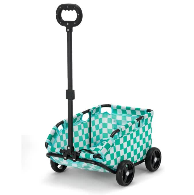 Green Lattice Compact Foldable Pet Stroller for Dogs and Cats - Lightweight Travel Pushchair for Small Pets, Teddy Dogs,