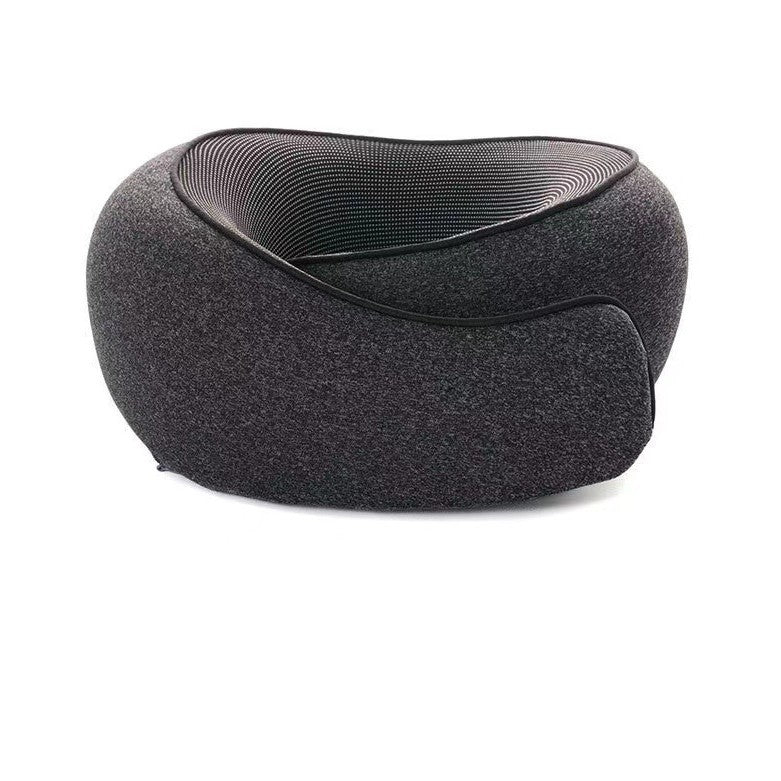 Dark Gray Velcro Tape Memory Foam U-Shaped Neck Pillow - Snail Travel Cushion for Airplane, Office Nap, and Travel - Adj