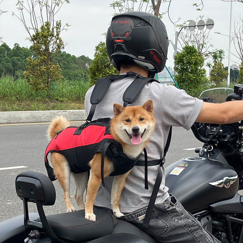 L Red Multifunctional Pet Backpack with Adjustable Straps, Outdoor Assist Walking Harness Carrier for Dogs And Cycling D