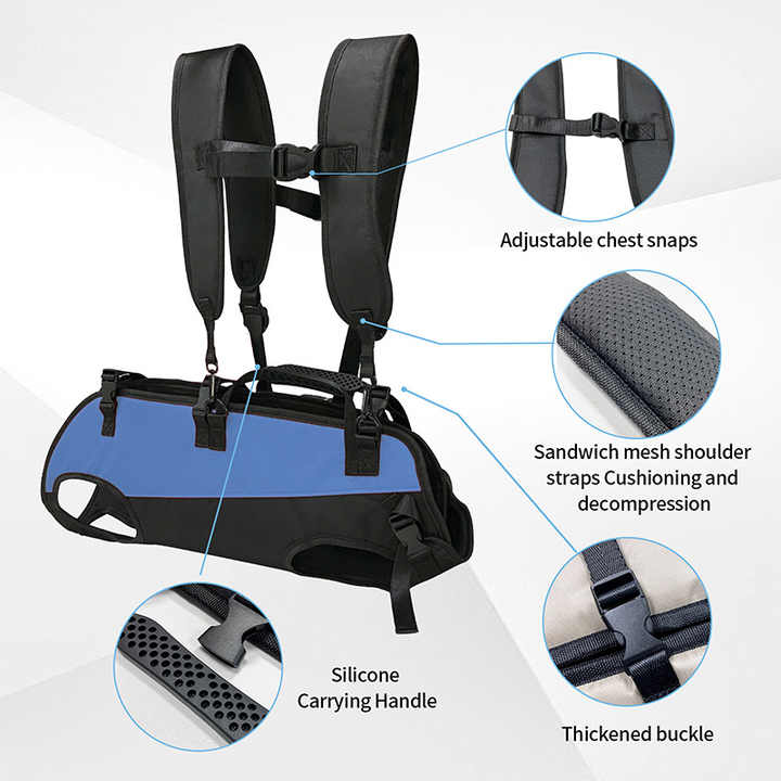 L Blue Multifunctional Pet Backpack with Adjustable Straps, Outdoor Assist Walking Harness Carrier for Dogs And Cycling