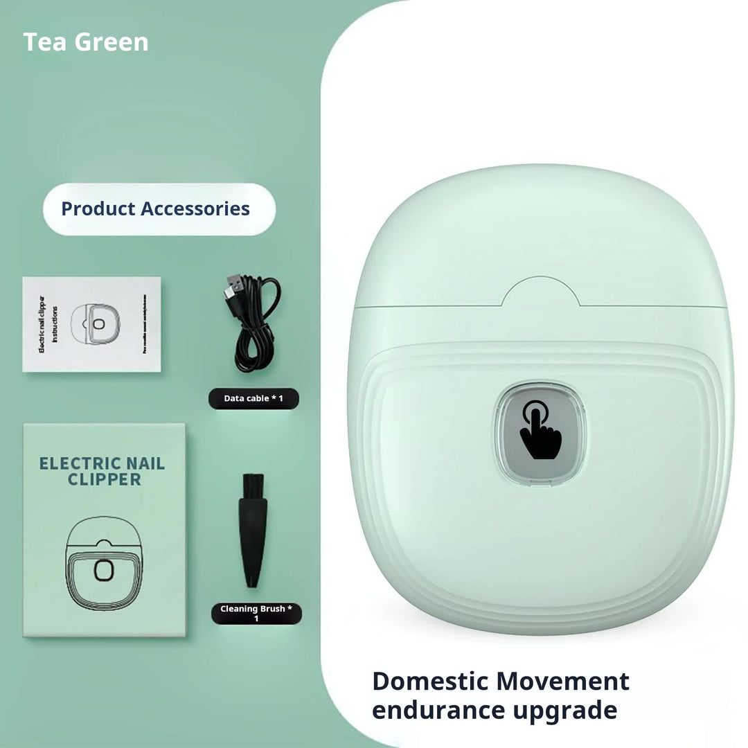 Light Green Automatic Electric Nail Trimmer with LED Light, Rechargeable Nail Clipper and File for Adults & Kids, Portab