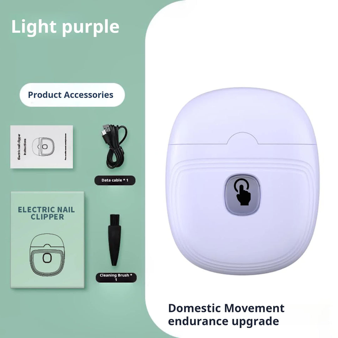 Purple Automatic Electric Nail Trimmer with LED Light, Rechargeable Nail Clipper and File for Adults & Kids, Portable Na