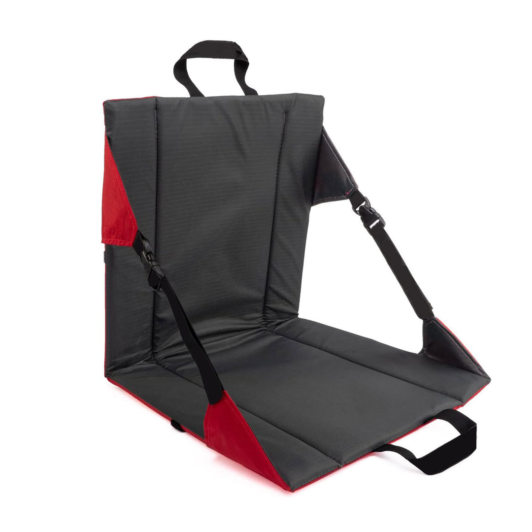 Black And Red Portable Outdoor Camping Seat Pad with Backrest, Foldable & Waterproof Concert Cushion, 600D Oxford Fabric