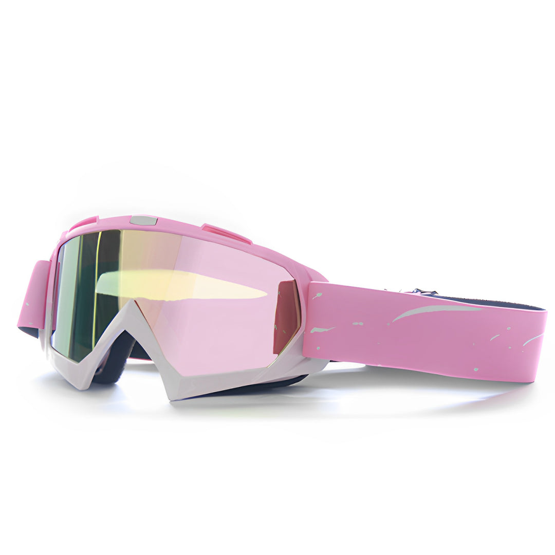 Progressive Pink + Rose Pink Lenses Outdoor Protective Motorcycle Goggles – Windproof, Dustproof, Skiing, and Cycling