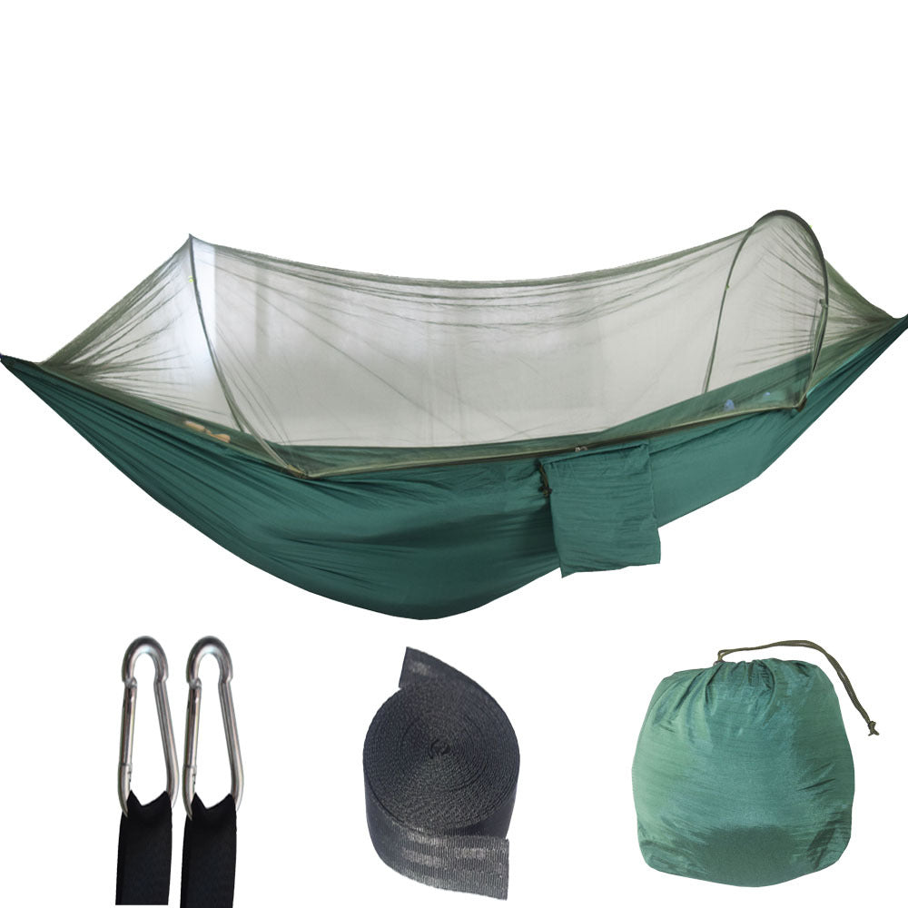 Turquoise Automatic Pop-Up Mosquito Net Hammock - 200kg Load Capacity, Lightweight Outdoor Camping Gear with Quick Setup