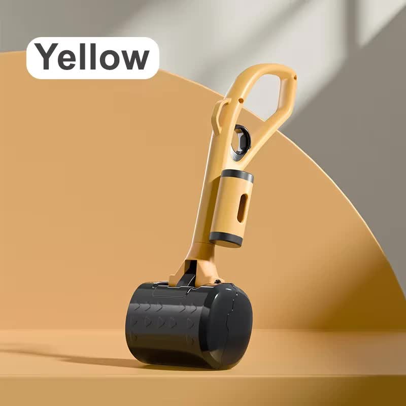 Yellow Portable Dog Poop Scooper with Large 9.5cm Opening, Ergonomic Handle, Lightweight 320g Pet Waste Picker for Outdo