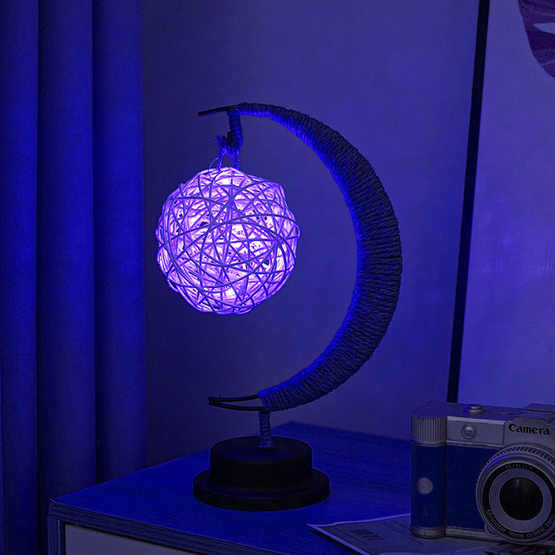 Blue Rattan ball USB model Night Light LED Decorative Light with Blue Glow, USB Powered, Perfect for Bedroom, Party & Gi