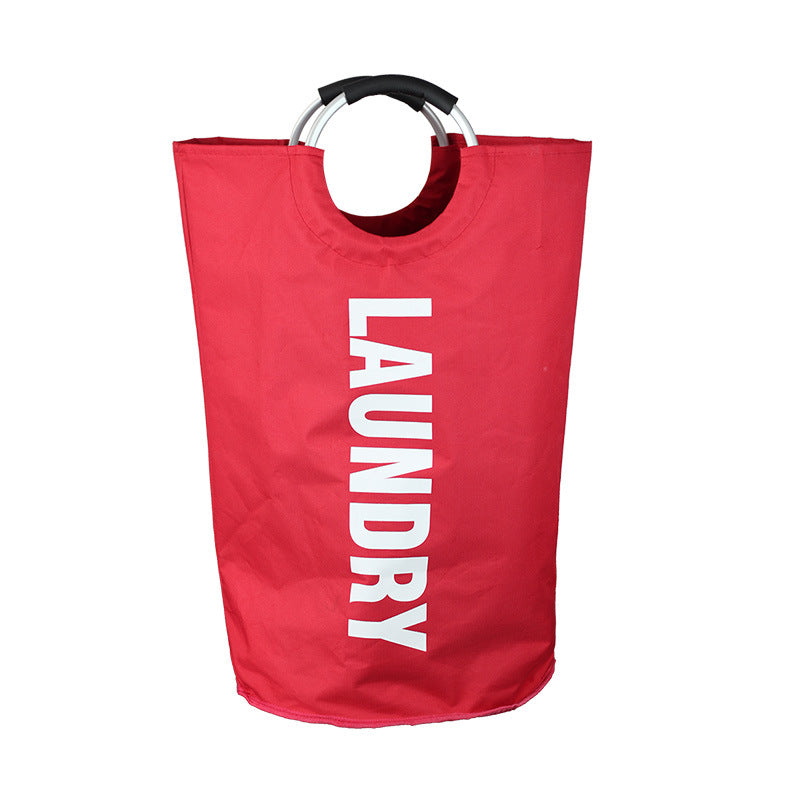 Red Large-Capacity Double Oxford Fabric Laundry Hamper with Aluminum Handles - Durable Round Clothes Basket for Home Sto