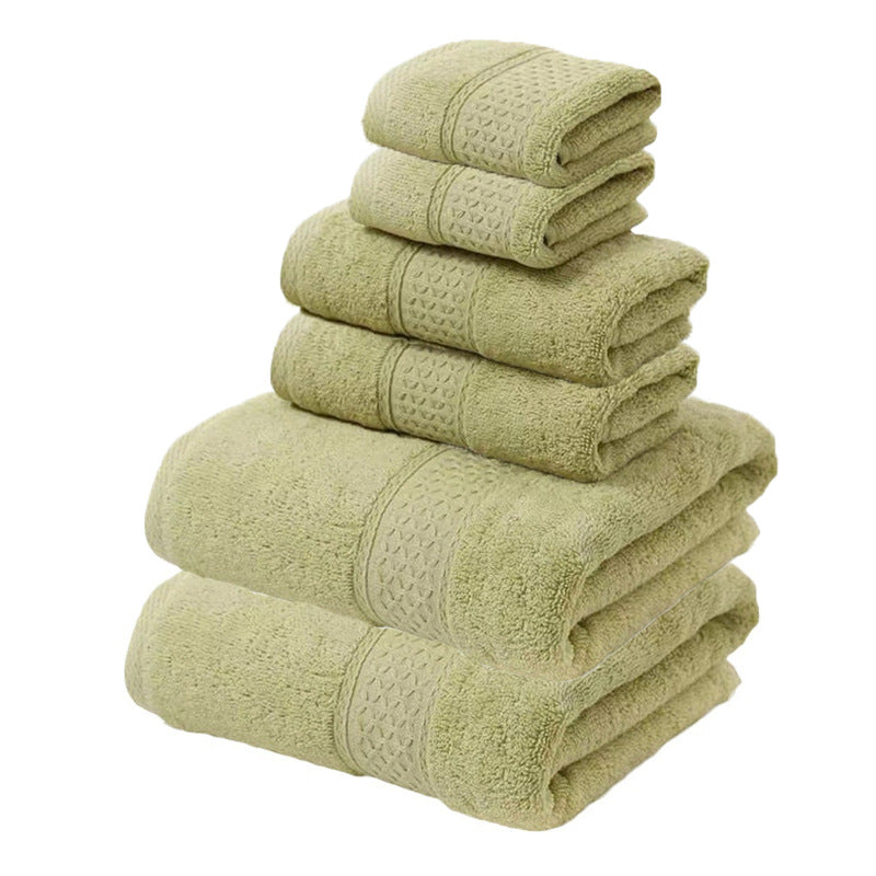 Green Luxury 6-Piece 100% Cotton Towel Set - 2 Bath Towels, 2 Hand Towels, 2 Face Towels
