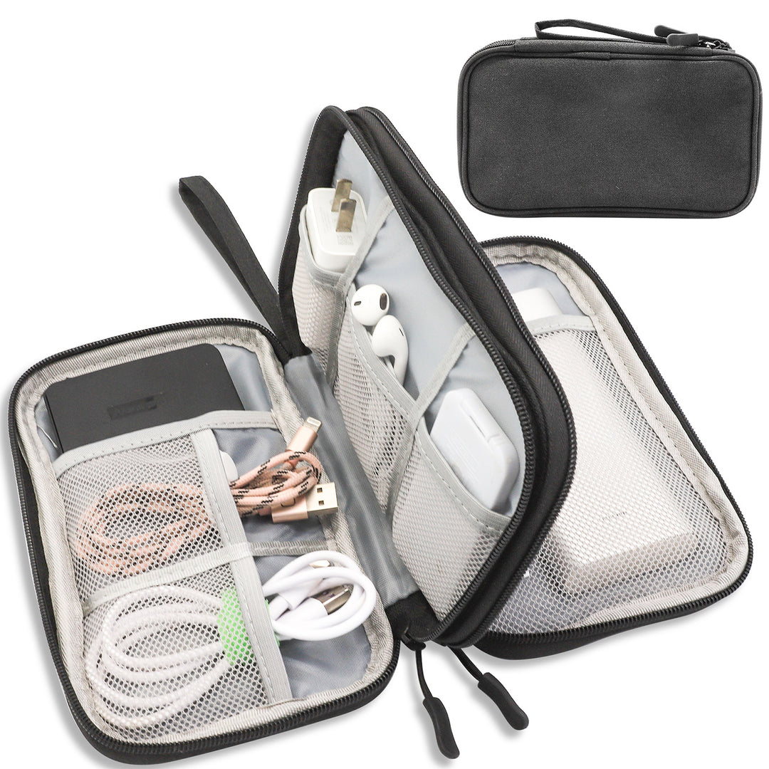 Black Portable Digital Organizer Bag – Multifunctional Storage for Power Banks, Cables, and Accessories(Photography Pr