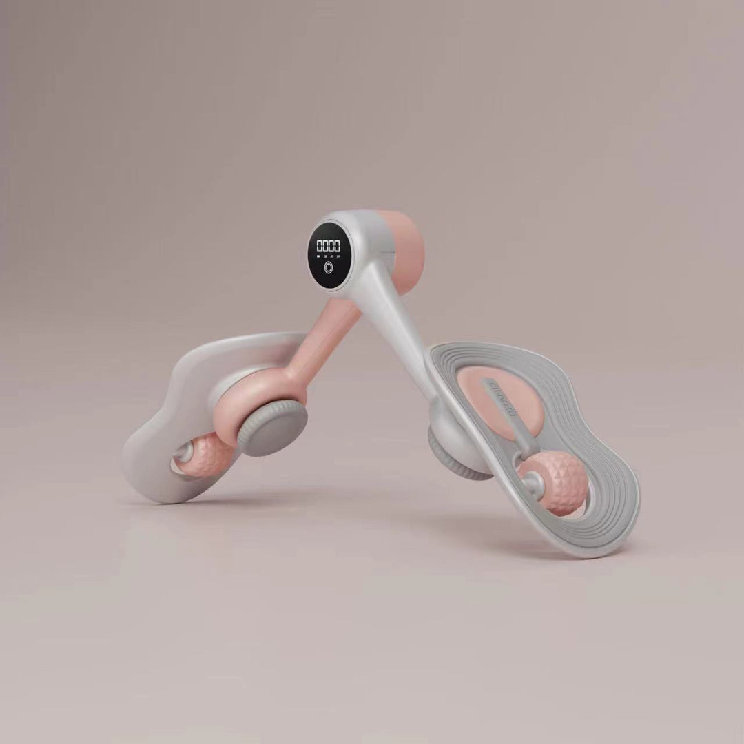 Pink Multi-Function Pelvic Floor Muscle Trainer | LCD Display | Postpartum Recovery Thigh Trimmer | 360° Rotatable Leg
