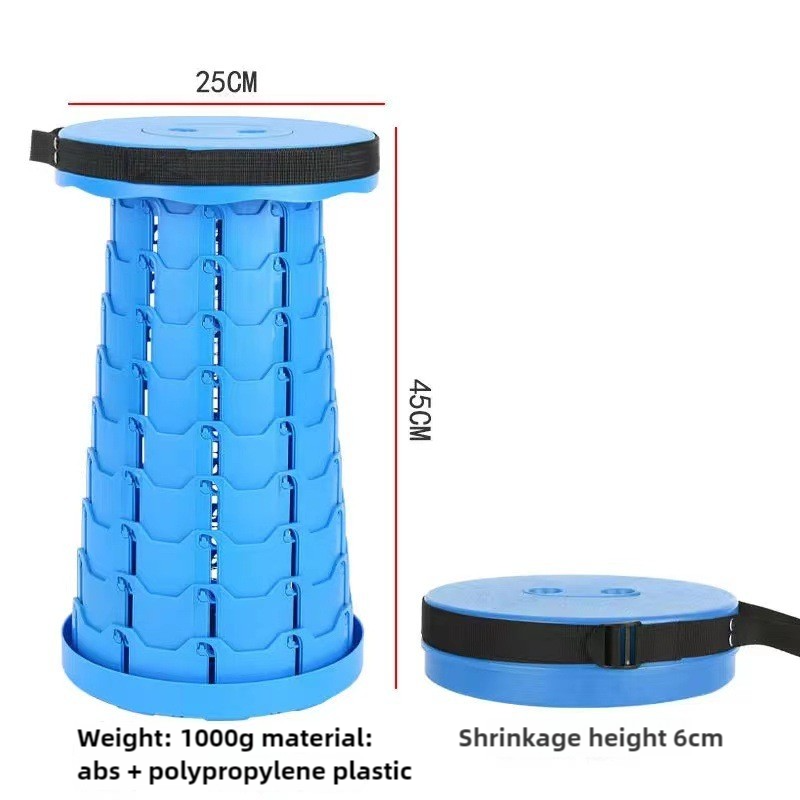 Blue Portable Outdoor Telescopic Folding Stool with 100 Weight-Bearing Buckles, Lightweight and Compact Design, Perfect