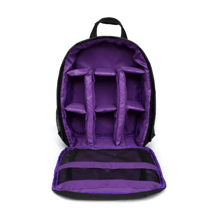 Purple Lining Water-Resistant DSLR Camera Backpack with Tripod Holder, Lightweight and Spacious Photography Bag for Outd