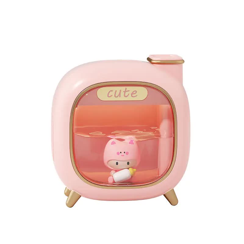 Pink USB Desktop Dual Mist Cute Humidifier with Essential Oil Diffuser, 500ml Large Capacity, Quiet Aromatherapy Machine