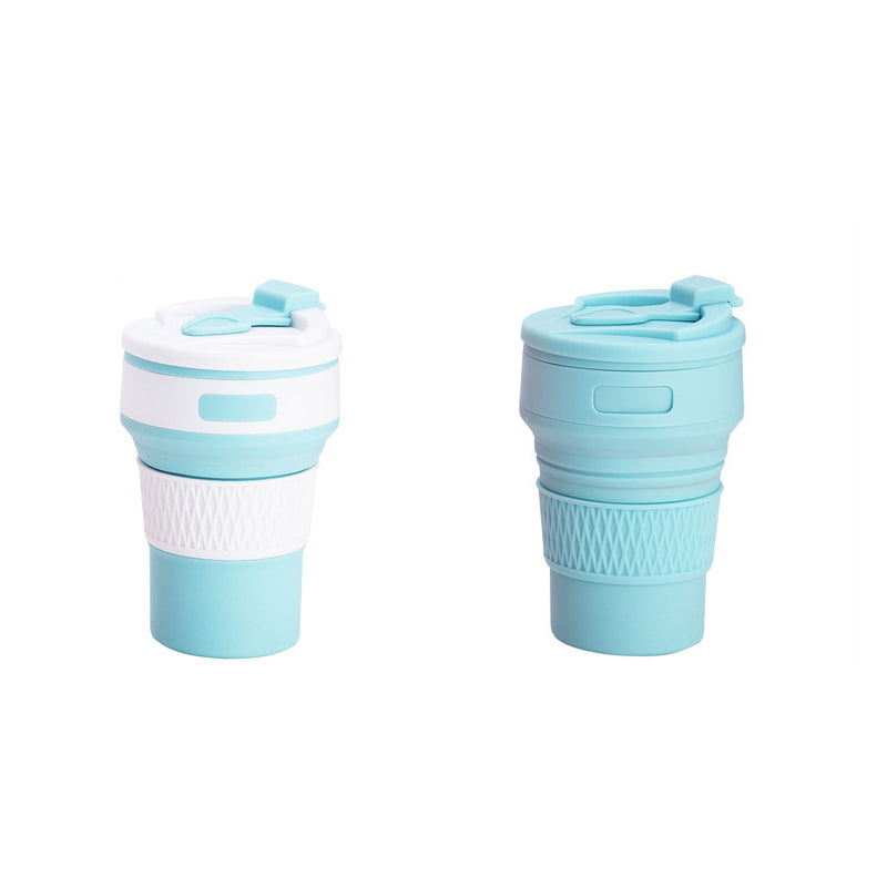 2 Pcs Blue Collapsible Silicone Coffee Cup - Portable, Food-Grade, Microwave & Freezer Safe Travel Mug(Combination pack