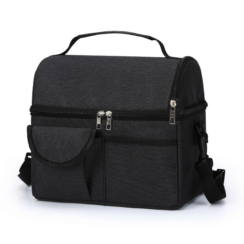 Black Large Insulated Breast Milk Storage Bag, Dual Layer with Aluminum Foil Lining, Waterproof Oxford Fabric, Portable