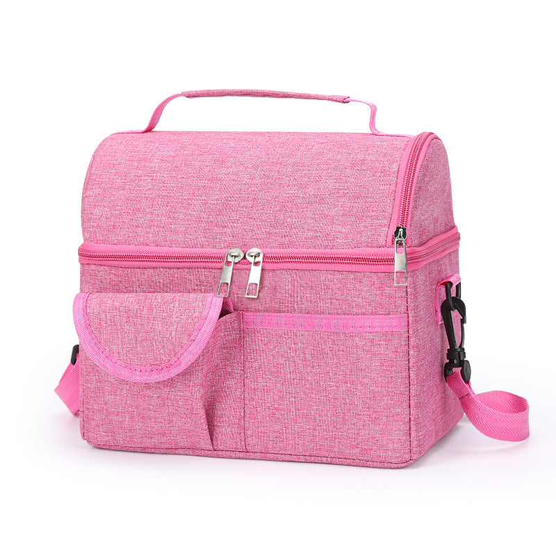 Pink Large Insulated Breast Milk Storage Bag, Dual Layer with Aluminum Foil Lining, Waterproof Oxford Fabric, Portable H