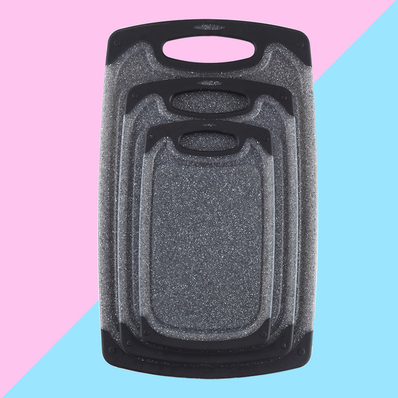 Black 3-Piece Marble Pattern Cutting Board Set – Non-slip PP Plastic, Hanging Design, Kitchen Knife Chopping Board for