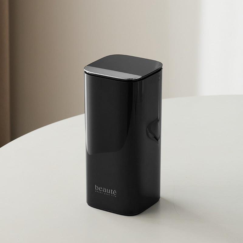 Black Silver Automatic Lifting Makeup Brush Holder with 4 Compartments, Large Capacity Cosmetic Brush Organizer(Makeup b