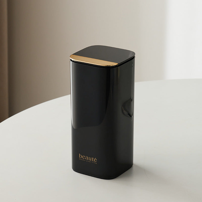 Black Gold Automatic Lifting Makeup Brush Holder with 4 Compartments, Large Capacity Cosmetic Brush Organizer(Makeup bru