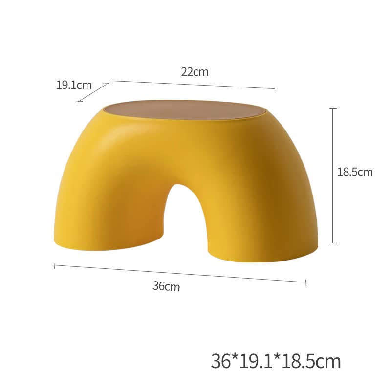 Yellow Minimalist Round Shape Footstool - Durable Anti-slip Rainbow Stool for Home, Creative Design PP+Polypropylene Mat