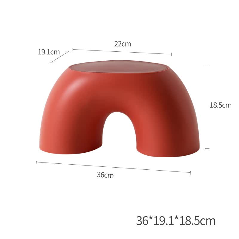 Red Minimalist Round Shape Footstool - Durable Anti-slip Rainbow Stool for Home, Creative Design PP+Polypropylene Materi