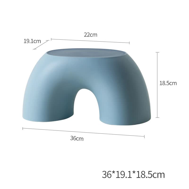 Blue Minimalist Round Shape Footstool - Durable Anti-slip Rainbow Stool for Home, Creative Design PP+Polypropylene Mater