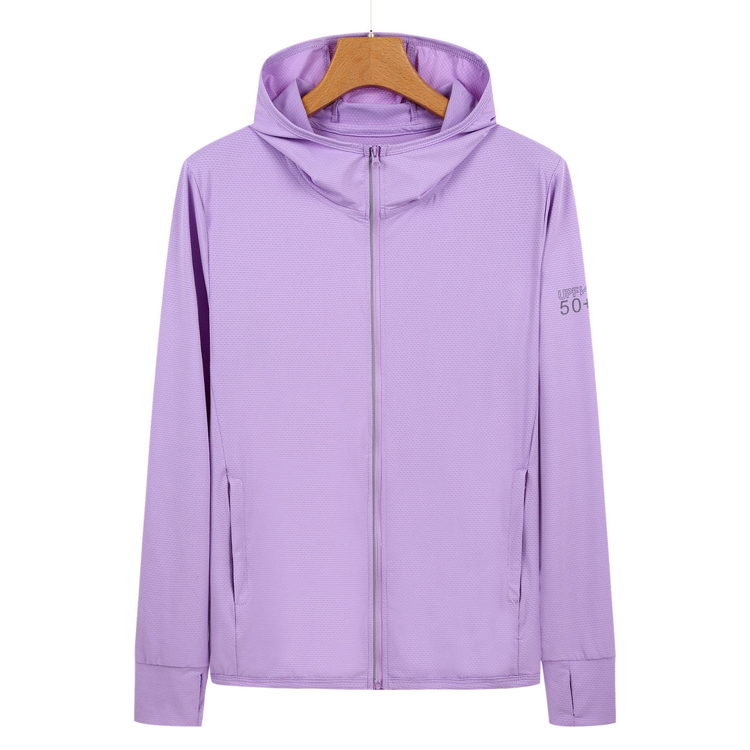 XL Purple Long Sleeve UV Protection Summer Breathable Knitted Ice Silk Outdoor Sun Protection Clothing - Unisex Thin Sun