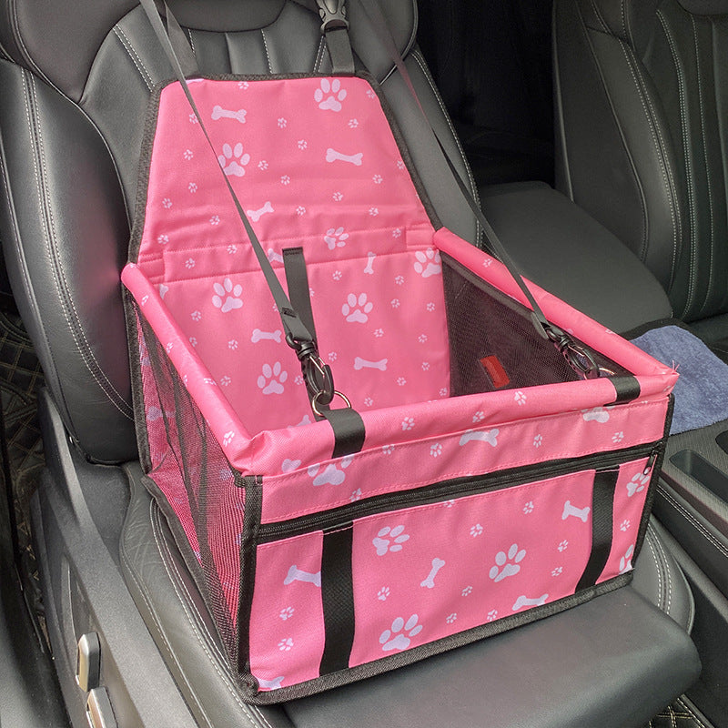 Pink bone print Portable Pet Car Seat for Dogs and Cats - Adjustable Car Seat Cover, Pet Travel Car Carrier with Safety