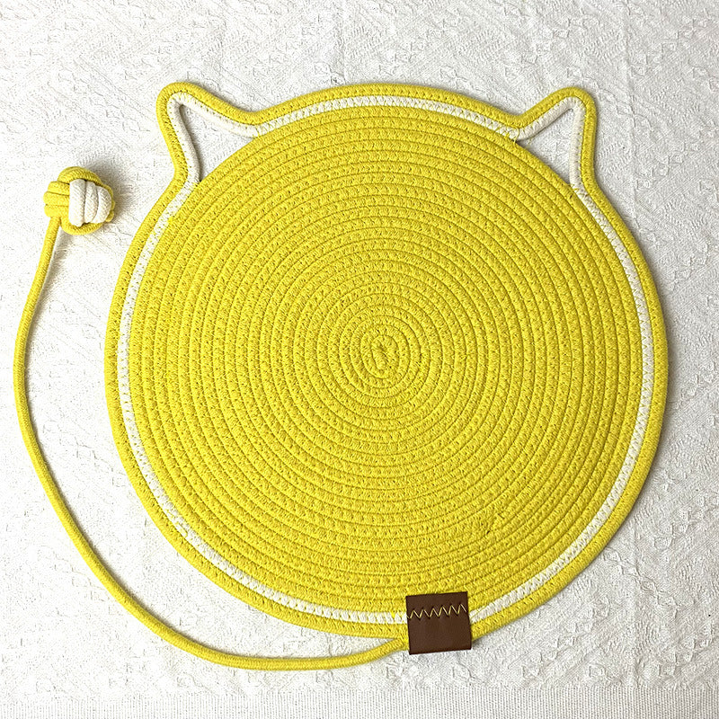 3 Pcs Yellow Durable Cat Scratching Mat with Attached Toy Ball - Washable and Multi-Functional, Ideal for Cats' Scratchi