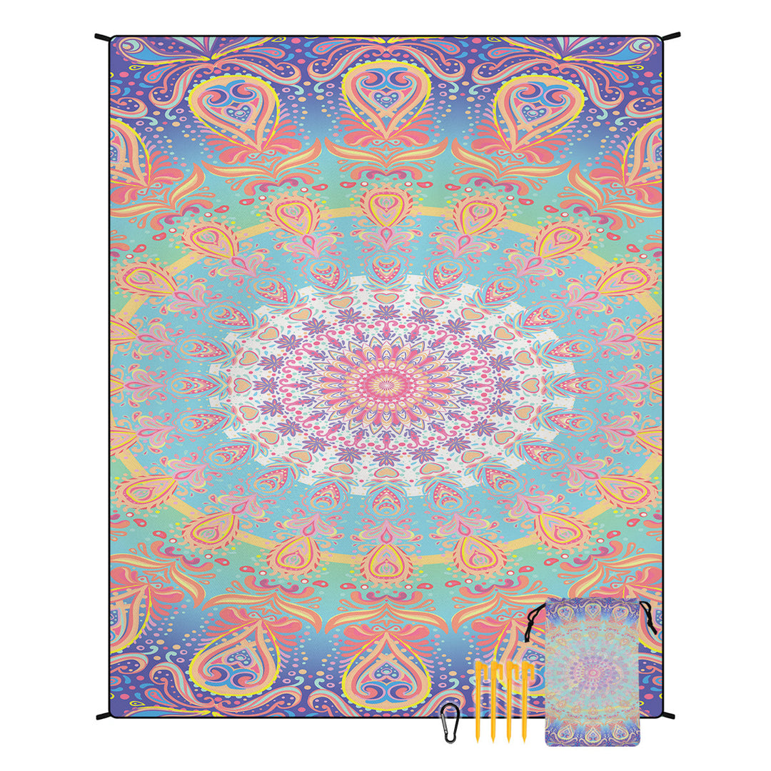 Style STD-001-5 Colorful Quick Dry Beach Mat Sand Proof Waterproof Outdoor Picnic Blanket - Compact & Lightweight