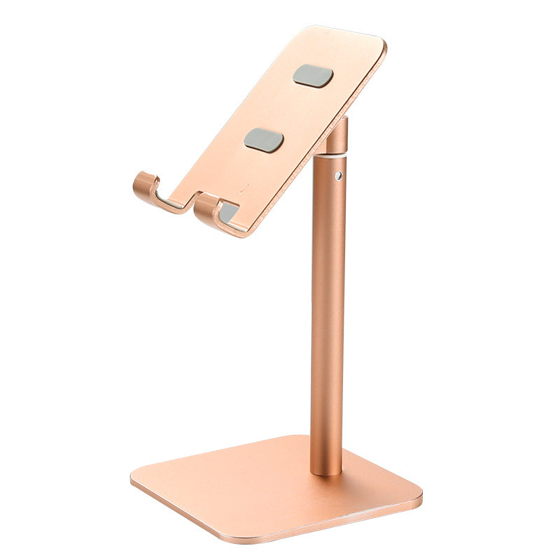 Rose Gold Adjustable Aluminum Alloy Phone and Tablet Stand - Telescopic Desktop Holder for Live Streaming and Hands-Free Use