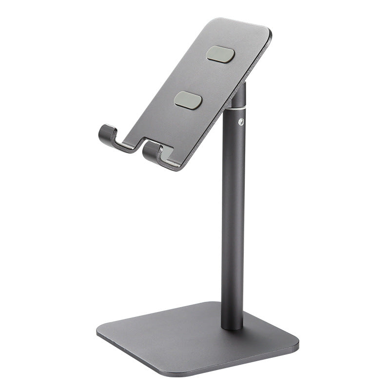 Grey Adjustable Aluminum Alloy Phone and Tablet Stand - Telescopic Desktop Holder for Live Streaming and Hands-Free Use