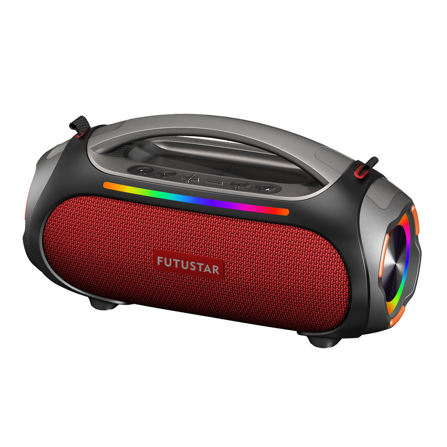 Portable Bluetooth 5.3 Speaker - 60W Powerful Sound, RGB Lights, Multiple Inputs(Red)
