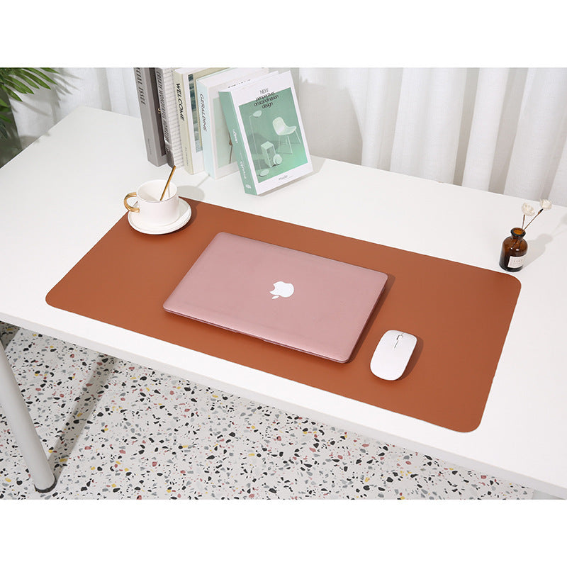 2 PCS Reddish brown/gray Extra-Large Leather Table Mat for Study & Work - Pad for Students & Office Use (60x30cm)