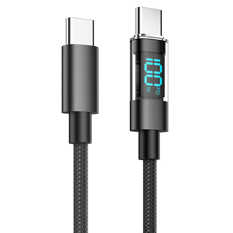 2 Meter Type-C To Type-C 4-Piece Set 1m 100W Super Fast Charge Transparent Aluminum Shell Digital Display Data Cable - Dual-Head Type-C Fast Charge Cable