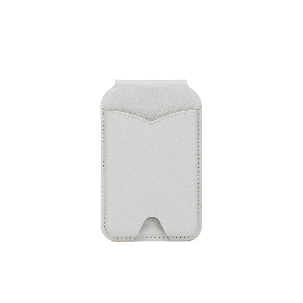 Light Grey Chic MagSafe Wallet with Mirror & Stand - PU Leather Card Holder for iPhone 12-16 Series