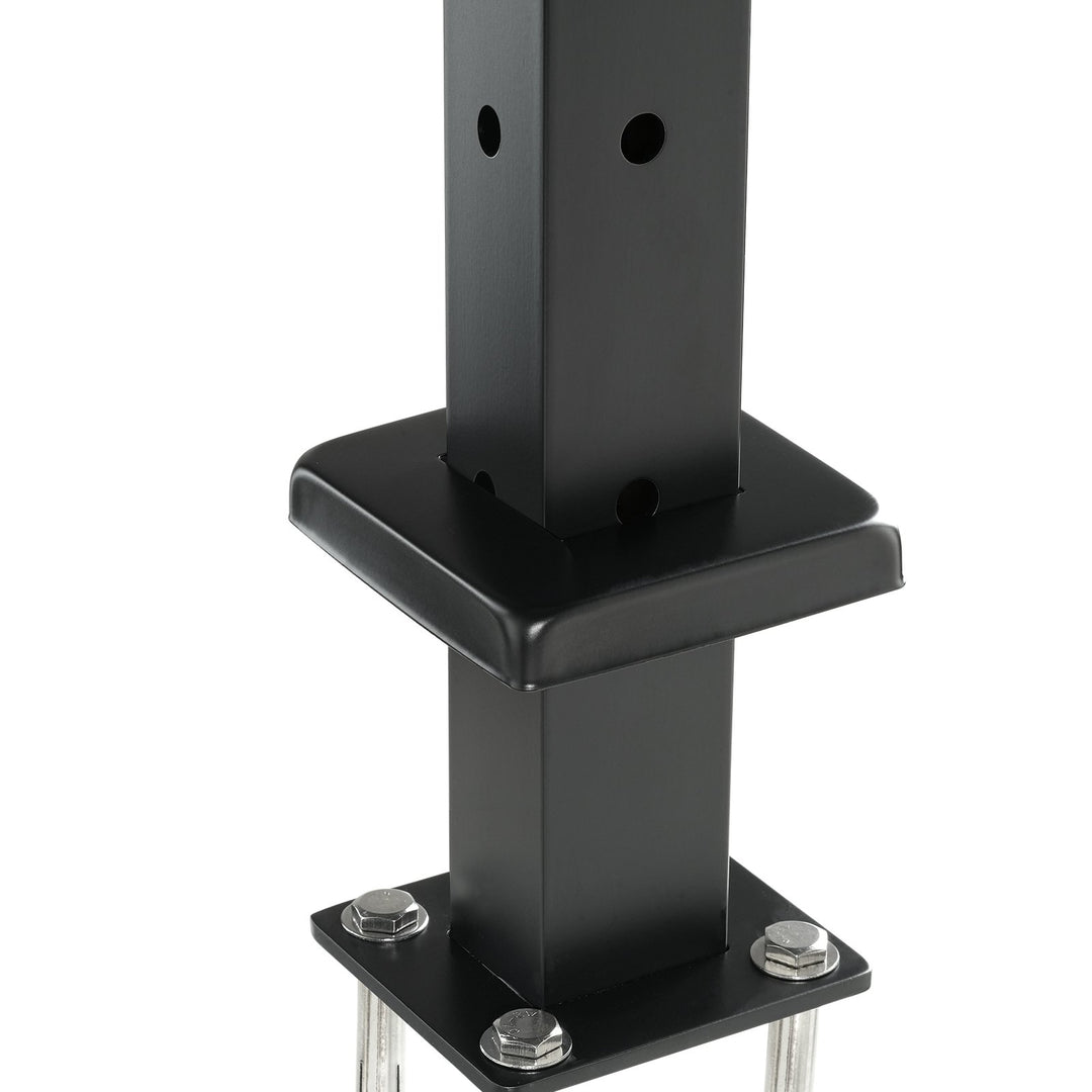 VEVOR Cable Railing Post, 36" x 1" x 2" Steel L-Shaped Hole Corner Railing Post, 10 Pre-Drilled Holes, SUS304 Stainless Steel Cable Rail Post with Horizontal and Curved Bracket, 1-Pack, Black ,91.4*2.5*5 cm