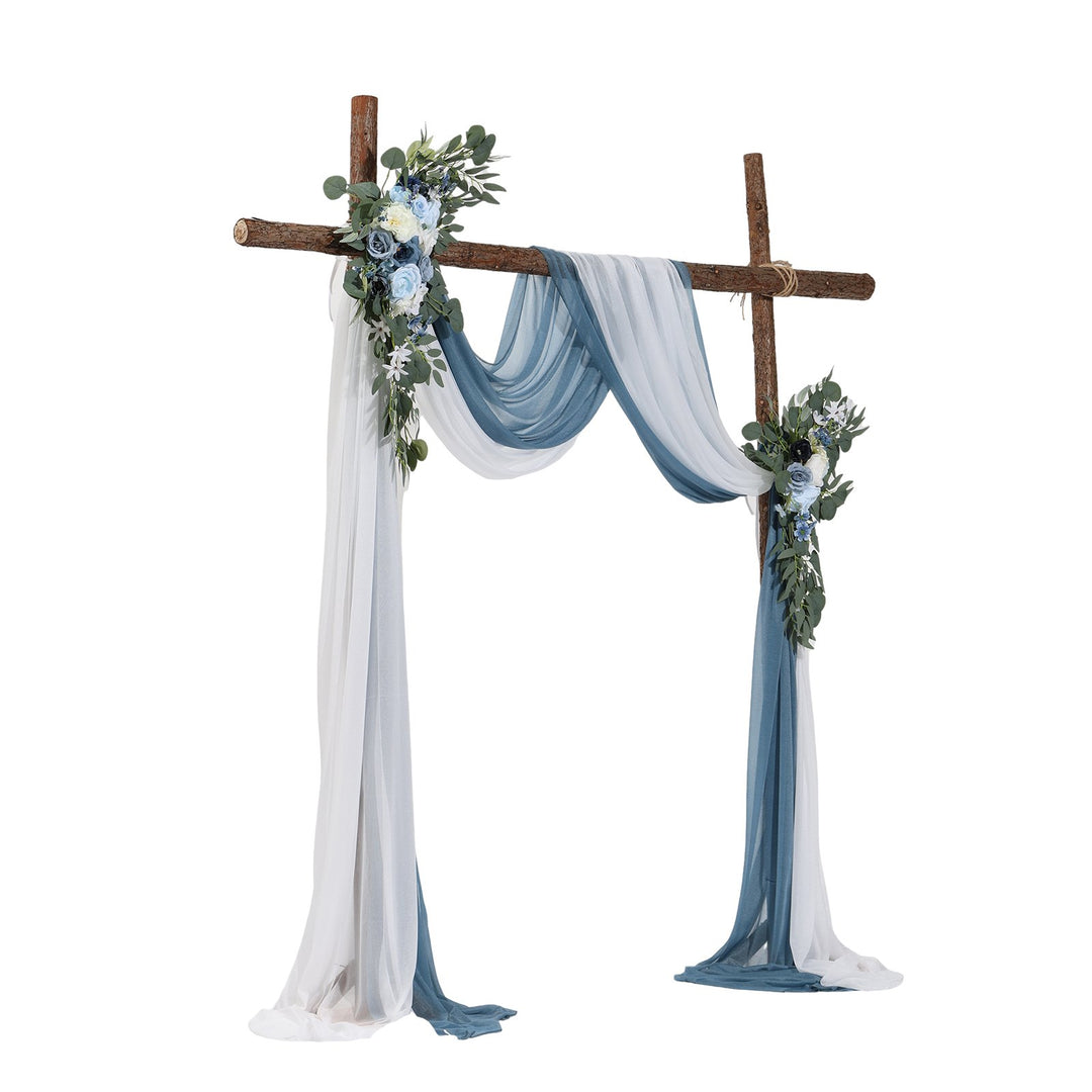 VEVOR Artificial Wedding Arch Flowers Kit Blue With 2 Pcs Flowers 2 Pcs Drapes