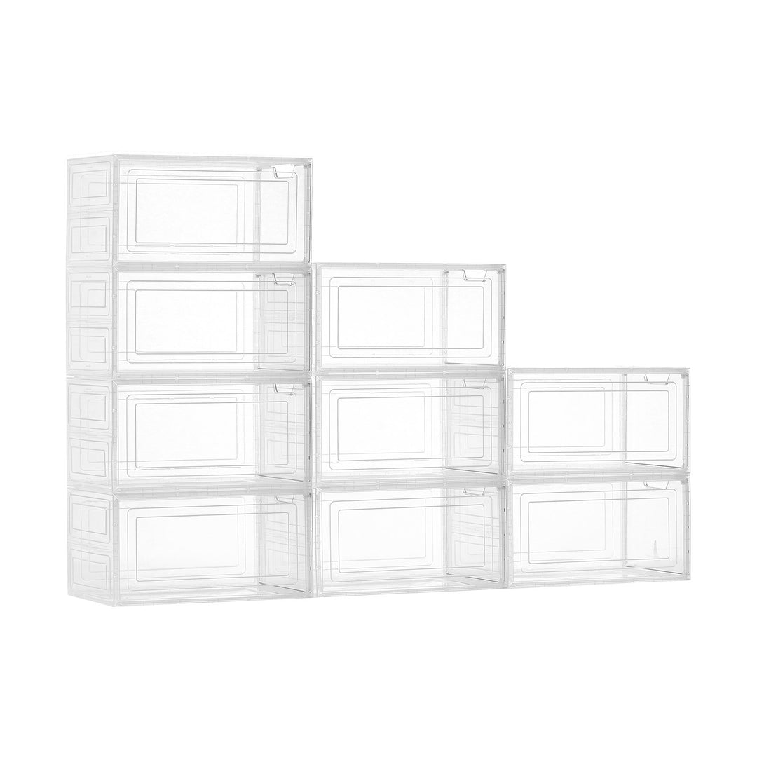 VEVOR Shoe Storage Boxes 9PCS Stackable Shoe Boxes US Size 13 Transparent White