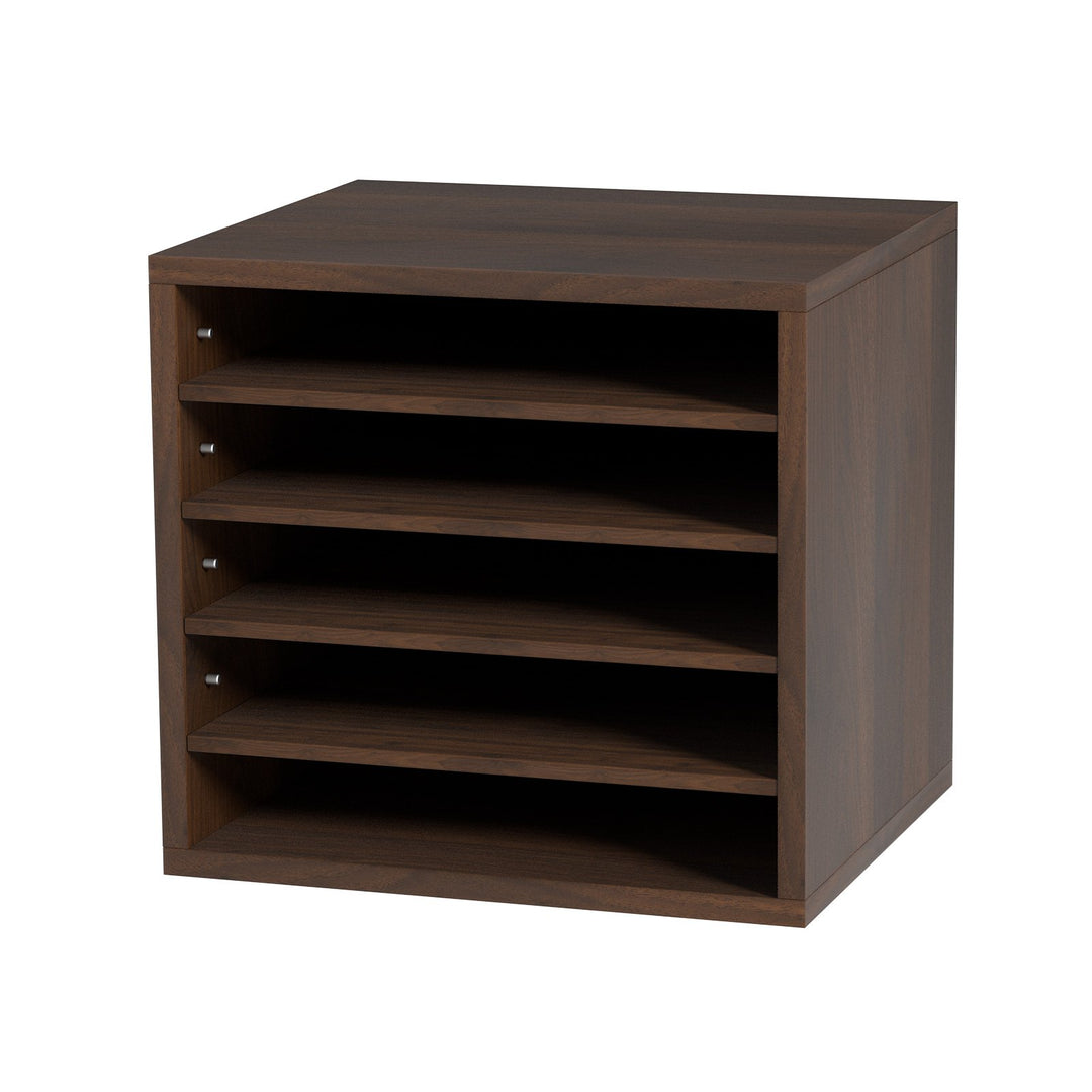 VEVOR Wood Literature Organizer Adjustable File Sorter 5 Compartments Brown