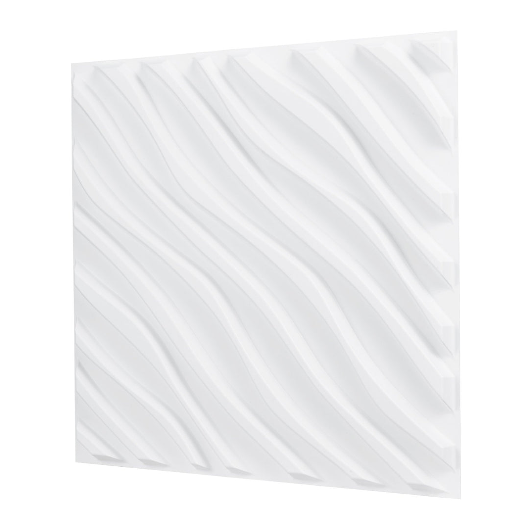 VEVOR 3D Wall Panels 12-Pack 50 x 50 cm PVC 2.97 m² Coverage Wave Matte White