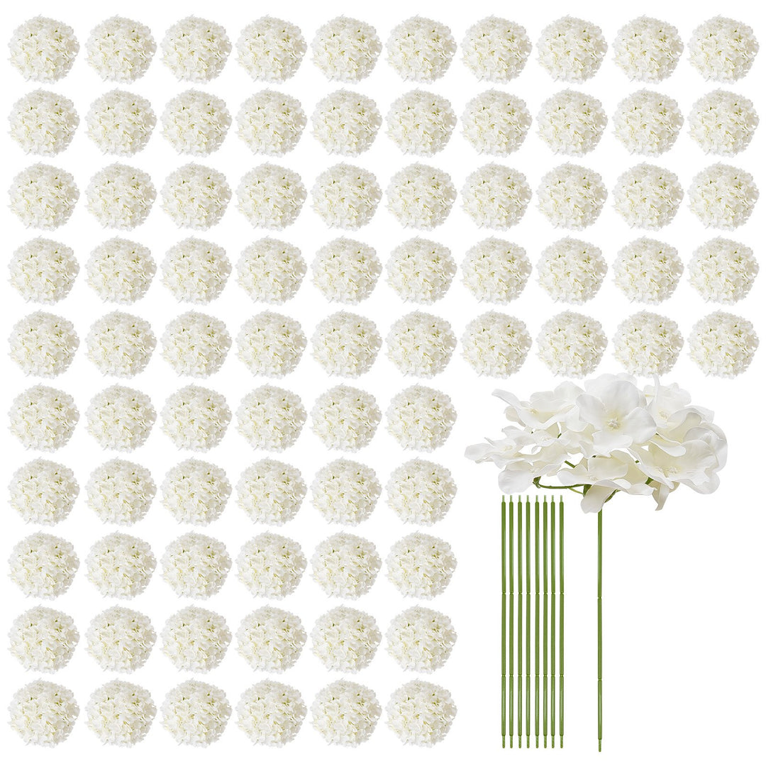 VEVOR 205 Pcs Artificial Silk Hydrangea Flowers 9.8 In Bouquet Arrangement White