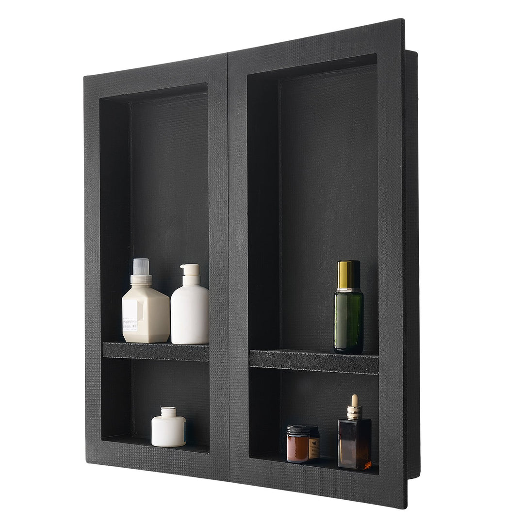 VEVOR Shower Niche 40.6 x 81.3 + 40.6 x 81.3 cm Recessed Wall Shelf Bathroom