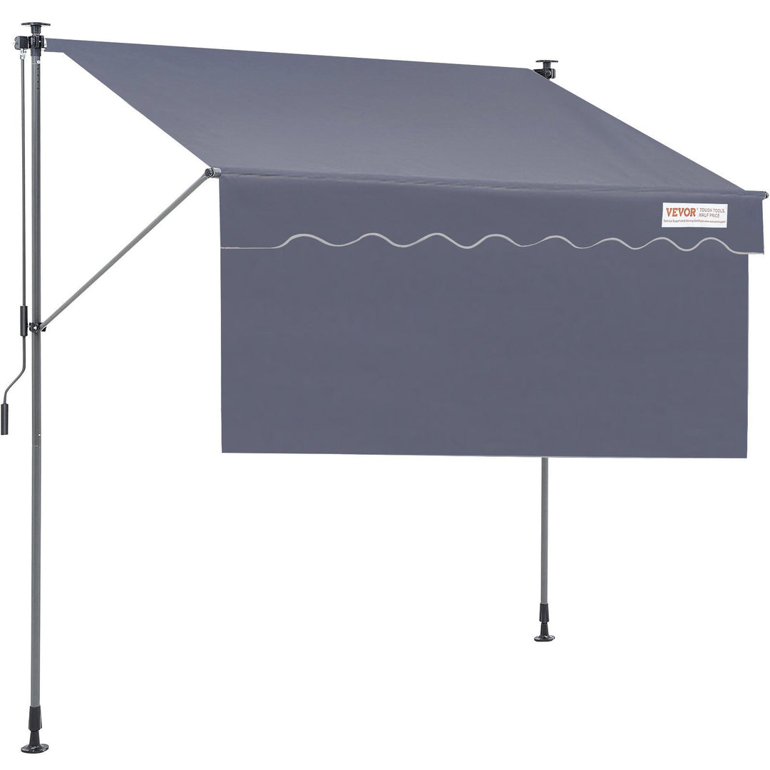 VEVOR Manual Retractable Awning, 3m Outdoor Retractable Patio Awning Sunshade Shelter, Adjustable Patio Door Window Awning Canopy with 39" Sun Shade Curtain for Backyard, Garden, Balcony