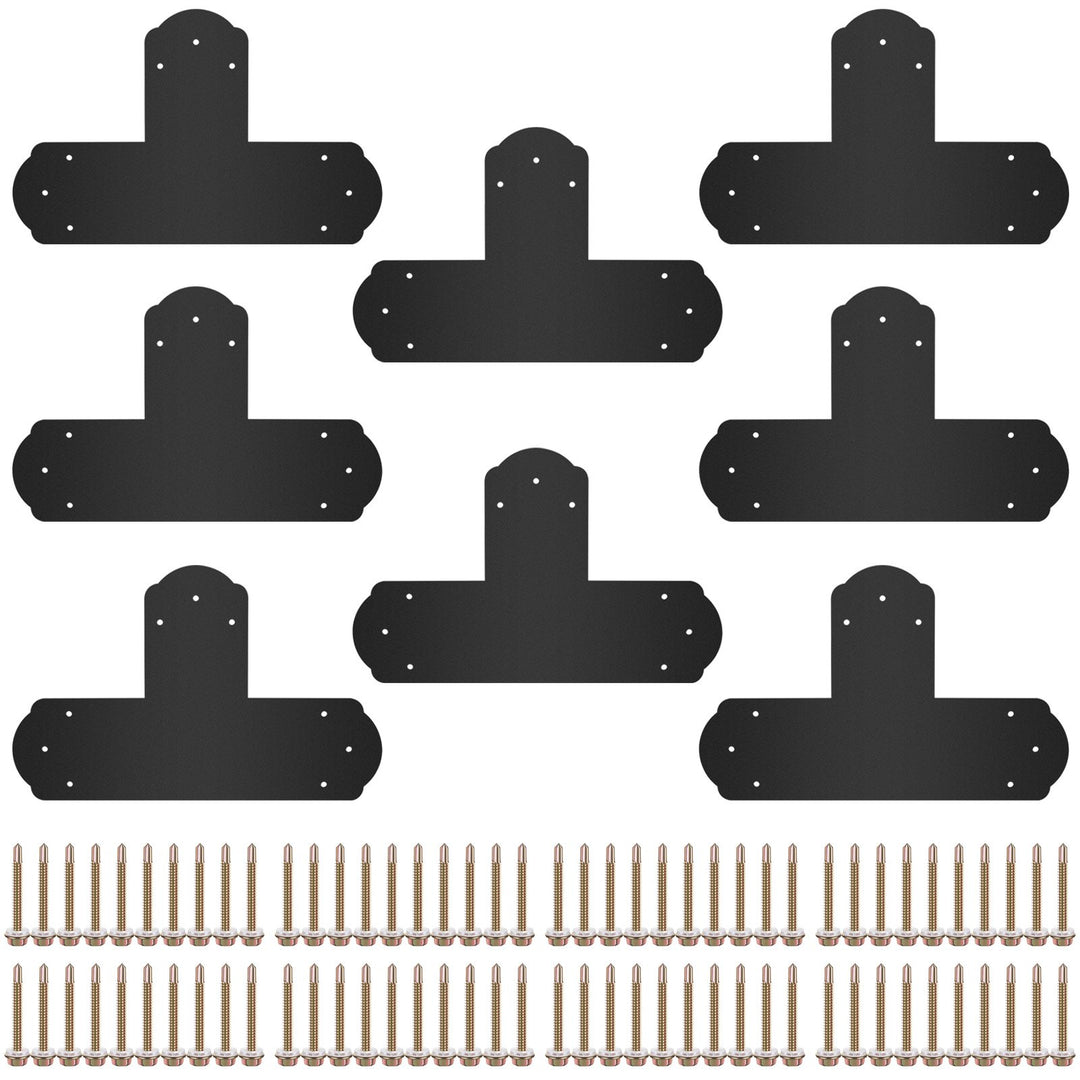 VEVOR Black T Mending Plate T-shape 8 PCs 6" Flat Connector Post to Beam Bracket