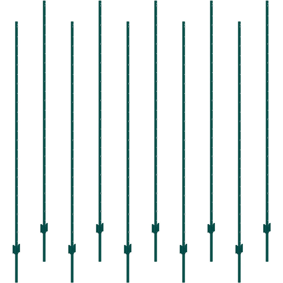 VEVOR 7 Feet Fence Post, 10 Pack U-Channel Heavy Duty Metal Fence Posts, Sturdy Steel Fence Stakes for Garden Yard, Lawn, Farms and Outdoor Wire Fencing, Green