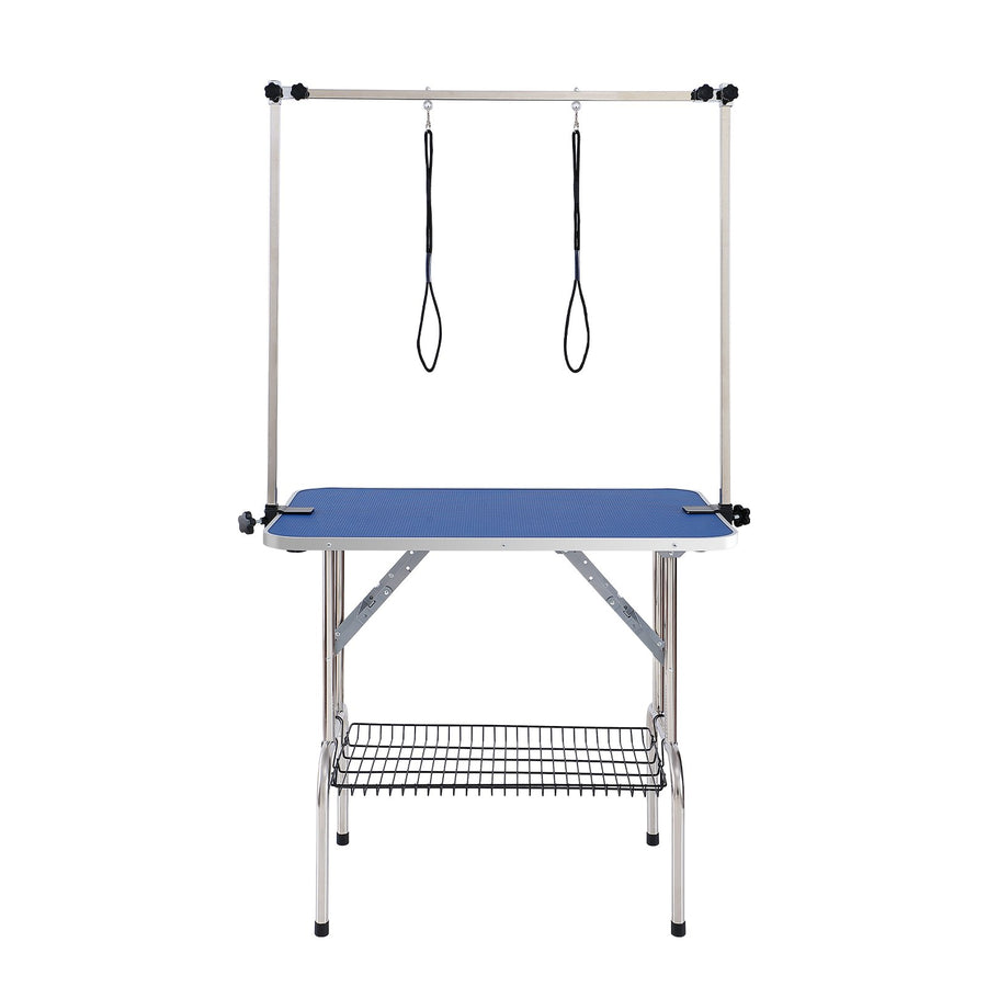 VEVOR Pet Grooming Table Two Arms with Clamp, 915 x 610mm Dog Grooming Station, Foldable Pets Grooming Stand for Medium and Small Dogs, Free Two No Sit Haunch Holder with Grooming Loop, Bearing 150kg