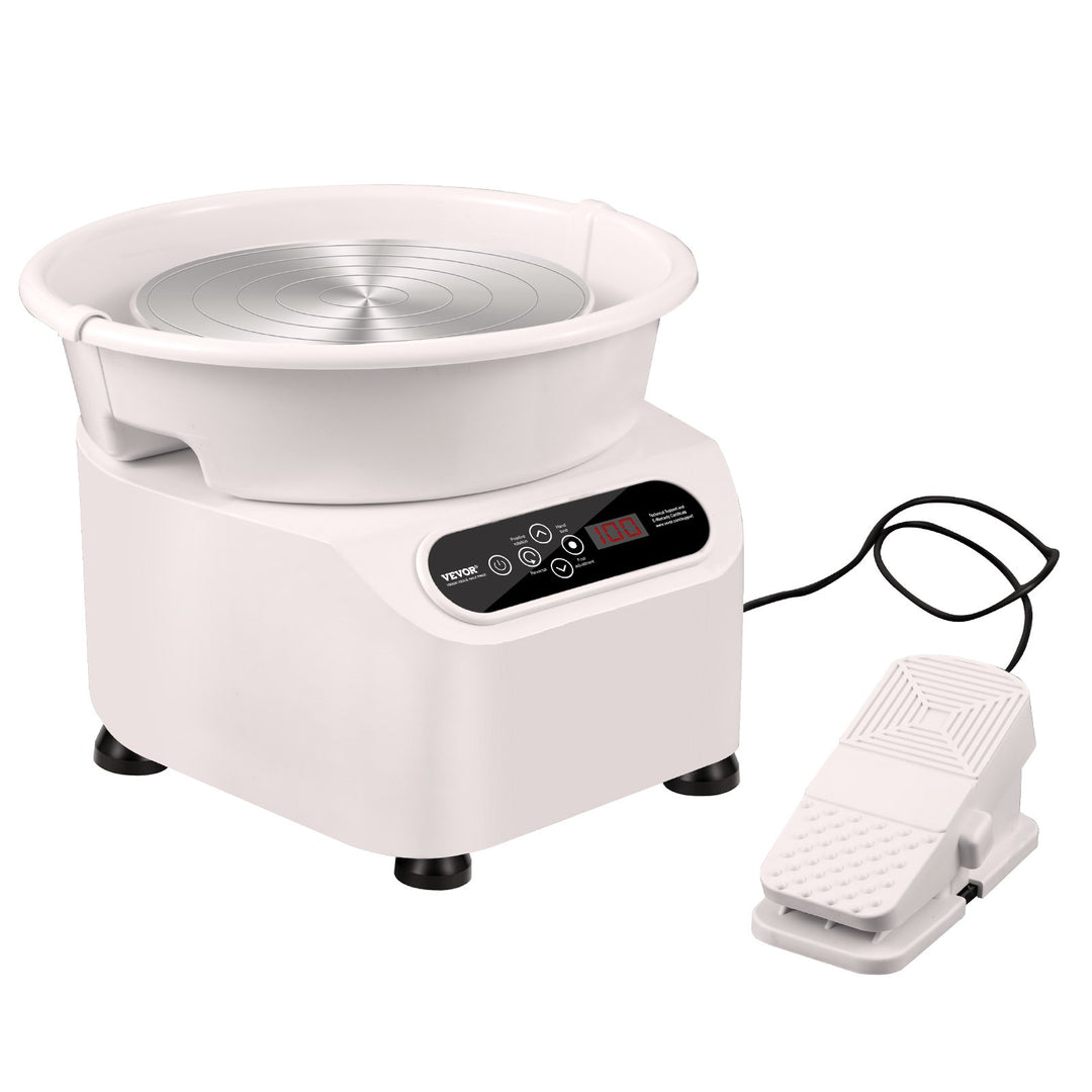 VEVOR Pottery Wheel, 11 inch Pottery Forming Machine, 450W Electric Wheel for Pottery with Foot Pedal and LCD Touch Screen, Direct Drive Ceramic Wheel with Shaping Tools for DIY Art Craft, White